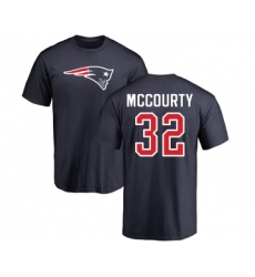 Football New England Patriots #32 Devin McCourty Navy Blue Name & Number Logo T-Shirt