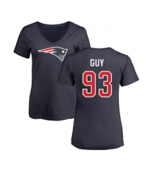 Football Women's New England Patriots #93 Lawrence Guy Navy Blue Name & Number Logo Slim Fit T-Shirt
