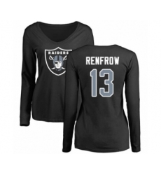 Football Women's Oakland Raiders #13 Hunter Renfrow Black Name & Number Logo Long Sleeve T-Shirt