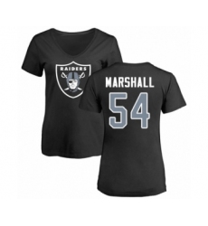 Football Women's Oakland Raiders #54 Brandon Marshall Black Name & Number Logo T-Shirt