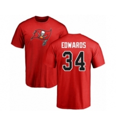 Football Tampa Bay Buccaneers #34 Mike Edwards Red Name & Number Logo T-Shirt