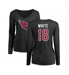 Football Women's Arizona Cardinals #18 Kevin White Black Name & Number Logo Long Sleeve T-Shirt