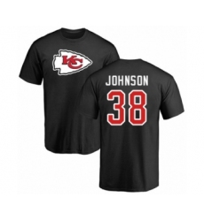 Football Kansas City Chiefs #38 Dontae Johnson Black Name & Number Logo T-Shirt