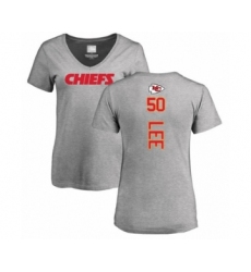 Football Women's Kansas City Chiefs #50 Darron Lee Ash Backer V-Neck T-Shirt