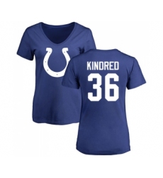 Football Women's Indianapolis Colts #36 Derrick Kindred Royal Blue Name & Number Logo T-Shirt