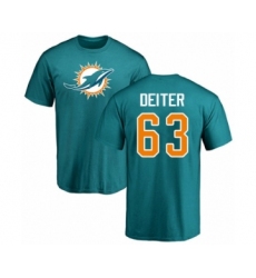 Football Miami Dolphins #63 Michael Deiter Aqua Green Name & Number Logo T-Shirt