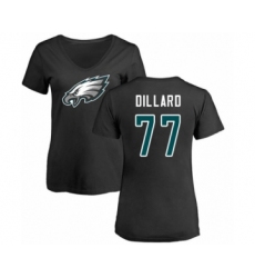 Women's Philadelphia Eagles #77 Andre Dillard Black Name & Number Logo Slim Fit T-Shirt