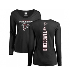 Football Women's Atlanta Falcons #4 Giorgio Tavecchio Black Backer Long Sleeve T-Shirt
