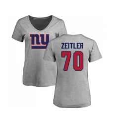 Football Women's New York Giants #70 Kevin Zeitler Ash Name & Number Logo T-Shirt