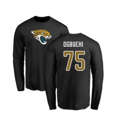 Football Jacksonville Jaguars #75 Cedric Ogbuehi Black Name & Number Logo Long Sleeve T-Shirt