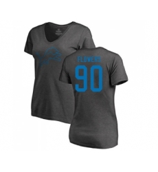 Football Women's Detroit Lions #90 Trey Flowers Ash One Color T-Shirt