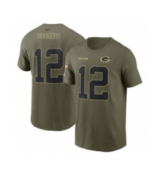Men's Green Bay Packers Aaron Rodgers Football Camo 2021 Salute To Service Name & Number T-Shirt