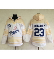 Men's Los Angeles Dodgers #23 Adrian Gonzalez White Baseball MLB Hoodie