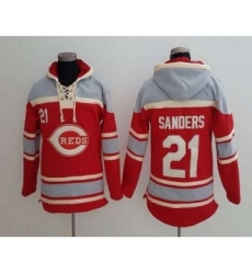 Men's Cincinnati Reds #21 Deion Sanders Retired Red Baseball MLB Hoodie