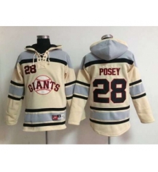Men's San Francisco Giants #28 Buster Posey Cream Hoodie