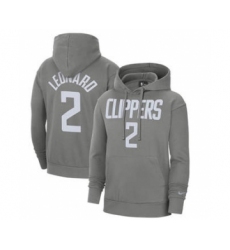 Men's Los Angeles Clippers #2 Kawhi Leonard 2021 Gray Pullover Basketball Hoodie
