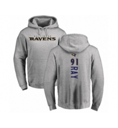 Football Baltimore Ravens #91 Shane Ray Ash Backer Pullover Hoodie