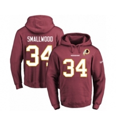 Football Men's Washington Redskins #34 Wendell Smallwood Red Name & Number Pullover Hoodie