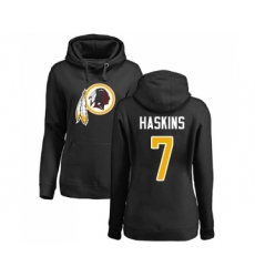 Football Women's Washington Redskins #7 Dwayne Haskins Black Name & Number Logo Pullover Hoodie