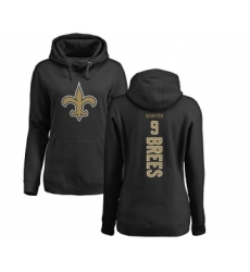 Football Women's New Orleans Saints #9 Drew Brees Black Backer Pullover Hoodie