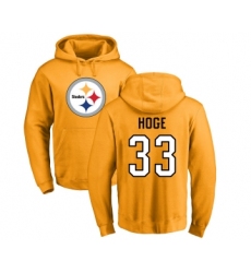 Football Pittsburgh Steelers #33 Merril Hoge Gold Name & Number Logo Pullover Hoodie