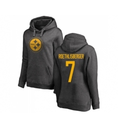 Football Women's Pittsburgh Steelers #7 Ben Roethlisberger Ash One Color Pullover Hoodie