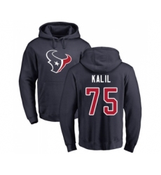 Football Houston Texans #75 Matt Kalil Navy Blue Name & Number Logo Pullover Hoodie