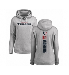 Football Women's Houston Texans #81 Kahale Warring Ash Backer Pullover Hoodie