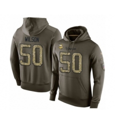 Football Men's Minnesota Vikings #50 Eric Wilson Green Salute To Service Pullover Hoodie