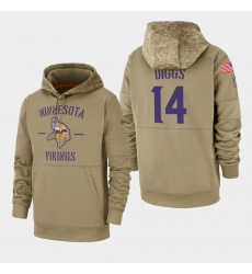 Men's Minnesota Vikings #14 Stefon Diggs 2019 Salute to Service Sideline Therma Pullover Hoodie - Tan