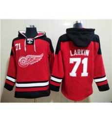 Men's Detroit Red Wings #71 Dylan Larkin Red Ageless Must-Have Lace-Up Pullover Hockey Hoodie