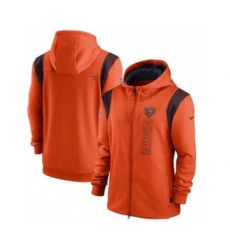 Men's Chicago Bears 2021 Orange Sideline Team Performance Full-Zip Hoodie