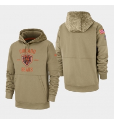 Men's Chicago Bears Tan 2019 Salute to Service Sideline Therma Pullover Hoodie