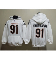 Men's Cincinnati Bengals #91 Trey Hendrickson White Pullover Hoodie