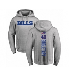 Football Buffalo Bills #40 Devin Singletary Ash Backer Pullover Hoodie