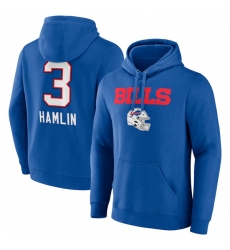 Men's Buffalo Bills #3 Damar Hamlin Blue Team Wordmark Player Name & Number Pullover Hoodie