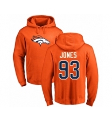 Football Denver Broncos #93 Dre'Mont Jones Orange Name & Number Logo Pullover Hoodie
