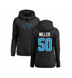 Football Women's Carolina Panthers #50 Christian Miller Black Name & Number Logo Pullover Hoodie