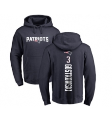 Football New England Patriots #3 Stephen Gostkowski Navy Blue Backer Pullover Hoodie