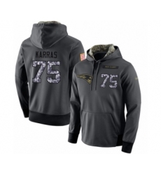 Football New England Patriots #75 Ted Karras Stitched Black Anthracite Salute to Service Player Performance Hoodie