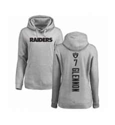Football Women's Oakland Raiders #7 Mike Glennon Ash Backer Pullover Hoodie