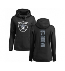 Football Women's Oakland Raiders #77 Trent Brown Black Backer Pullover Hoodie