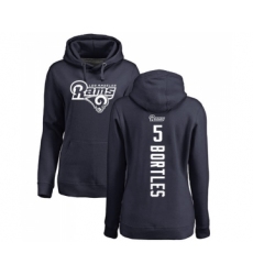 Football Women's Los Angeles Rams #5 Blake Bortles Navy Blue Backer Pullover Hoodie