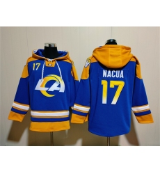 Men's Los Angeles Rams #17 Puka Nacua Blue Ageless Must-Have Lace-Up Pullover Hoodie