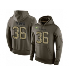 Football Los Angeles Chargers #36 Roderic Teamer Green Salute To Service Men's Pullover Hoodie