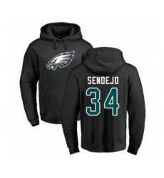 Philadelphia Eagles #34 Andrew Sendejo Black Name & Number Logo Pullover Hoodie