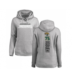 Football Women's Jacksonville Jaguars #75 Cedric Ogbuehi Ash Backer Pullover Hoodie