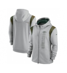 Men's Green Bay Packers 2021 Gray Sideline Team Performance Full-Zip Hoodie