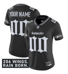 Women's Seattle Seahawks Active Player Custom Black 2025 F.U.S.E. 'Gothic Rain City Shadows Edition' Vapor Untouchable Limited Football Stitched Jersey