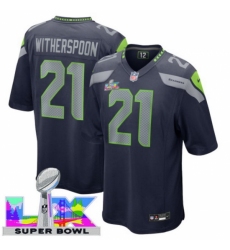 Men's Seattle Seahawks #21 Devon Witherspoon Blue 2025 2026 Super Bowl LX F U S E Stitched Jersey